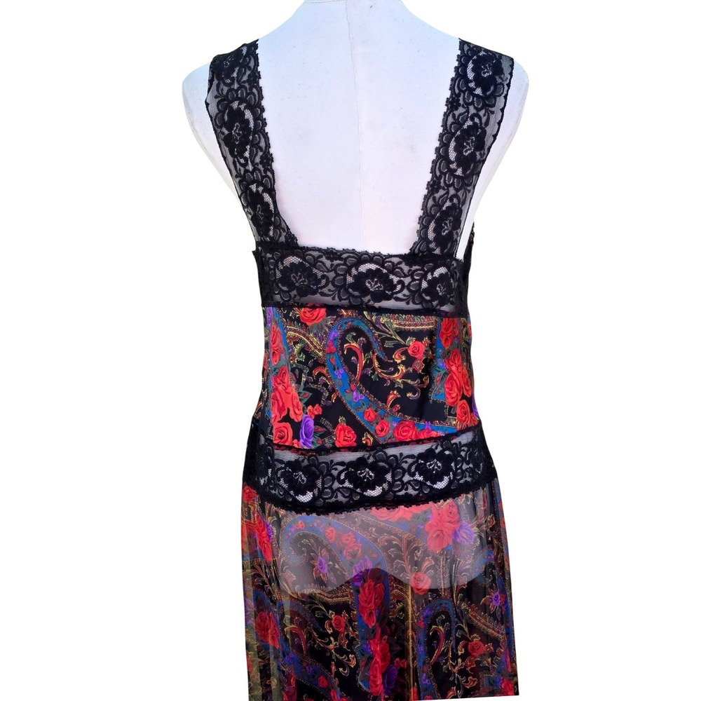 Victoria's Secret vintage 90Maxi Dress Womens M Multicolor ‎ Floral Paisley Lace - Picture 14 of 16